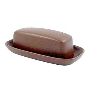 Vintage Langley Denby LUCERNE Butter Dish with Lid - Matte Brown MCM Stoneware